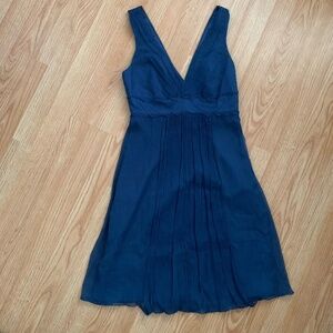 Laundry By Shelli Segal Sleeveless A-line V-Neck Blue Silk Organza Dress Size 6